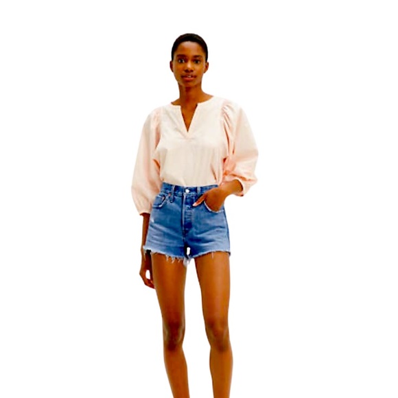 Levi’s 501 Original Shorts Denim Distressed Raw Hem W30 High Rise - Picture 1 of 14